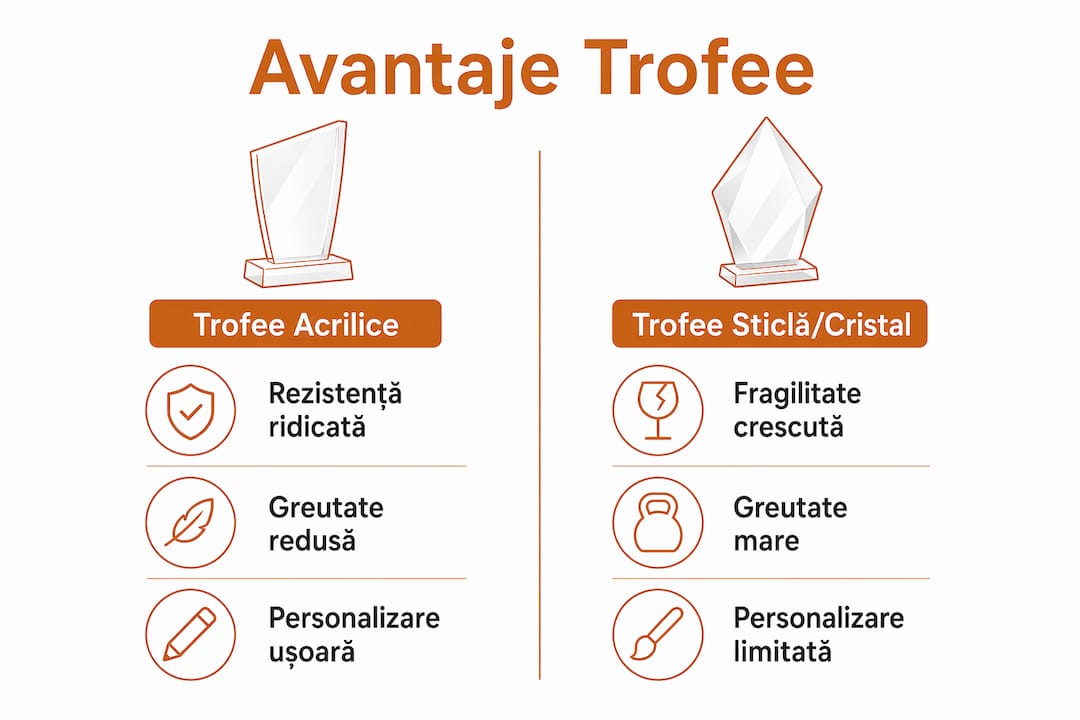 Infografic: De ce să alegi trofeele din acril în locul celor din sticlă