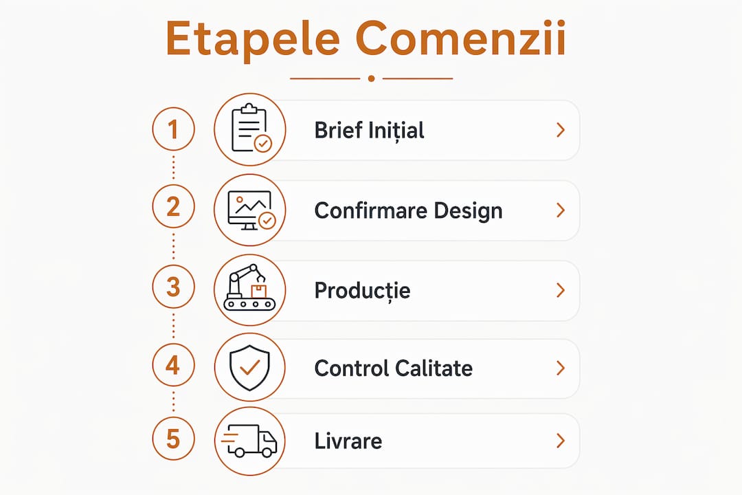Infografic: pașii de urmat pentru plasarea și procesarea comenzilor de premii corporate