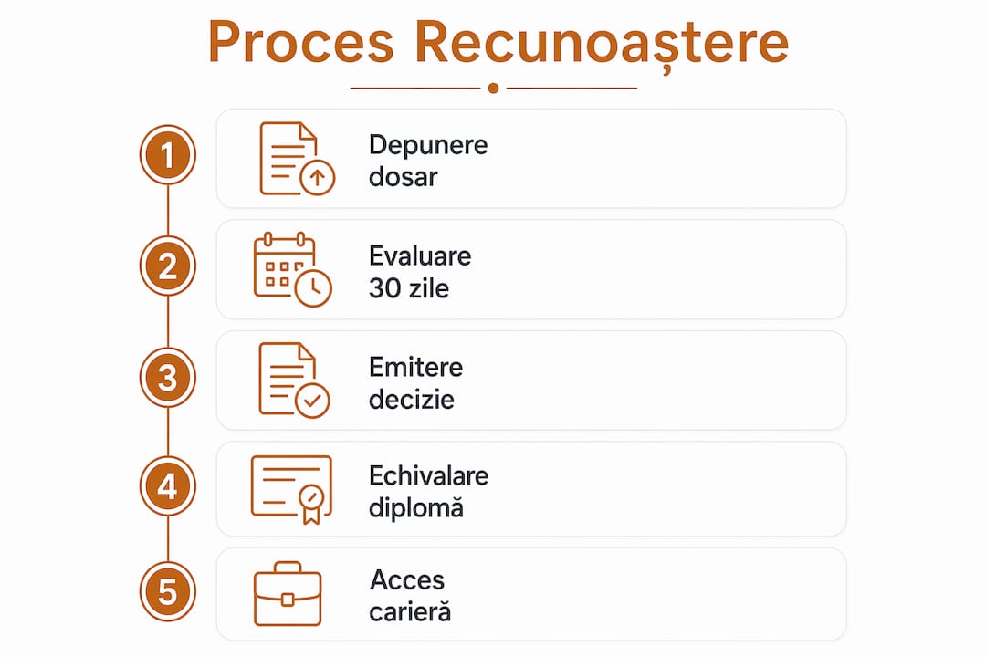 Infografic: etapele procesului de recunoaștere a studiilor