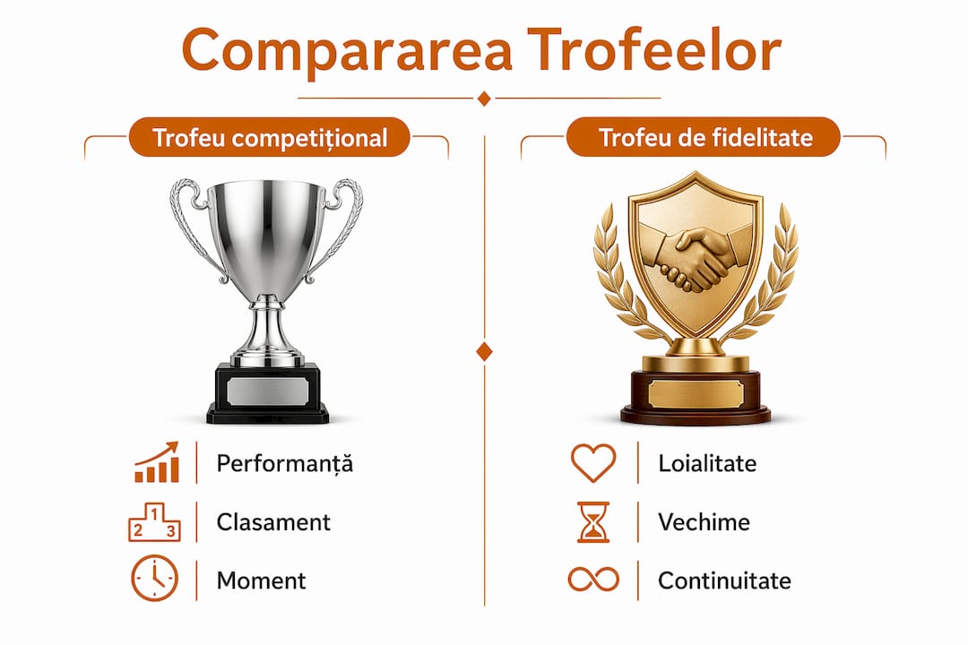 Infografic: diferențele dintre trofeul pentru loialitate și cel pentru performanță