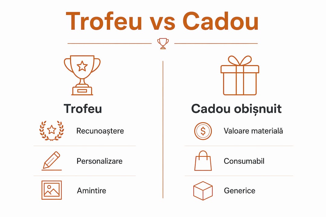 Comparație vizuală între un trofeu și un cadou obișnuit: principalele diferențe și avantaje prezentate pe scurt