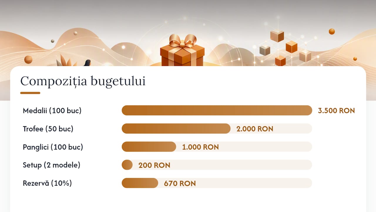 Ilustrație cu pașii de calcul ai bugetului pentru premii
