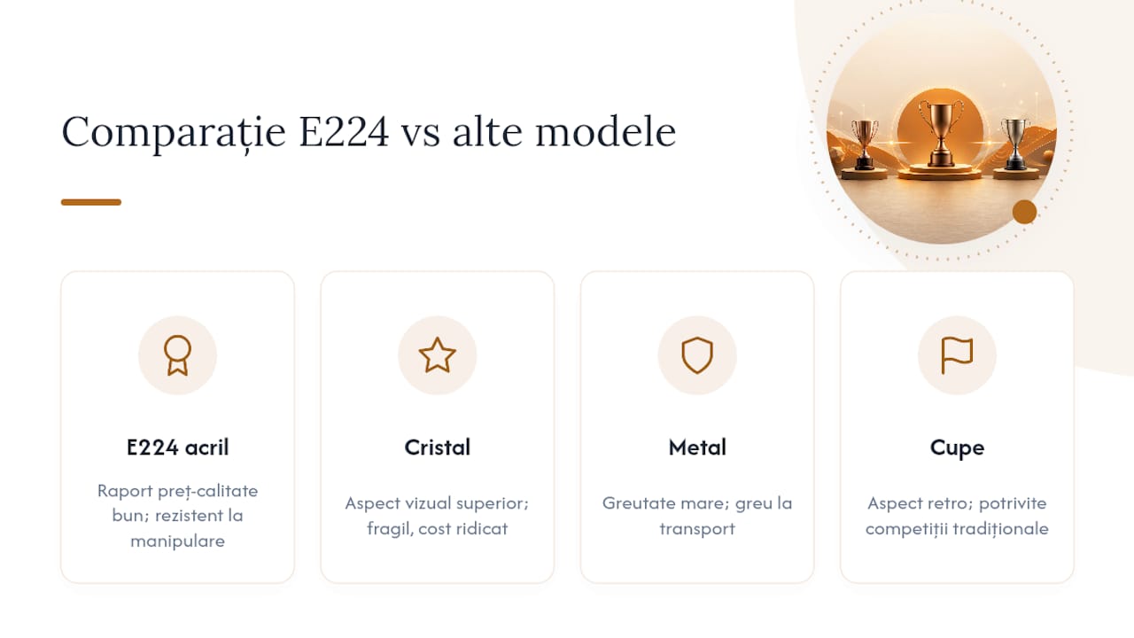 Comparație între patru modele diferite de trofee