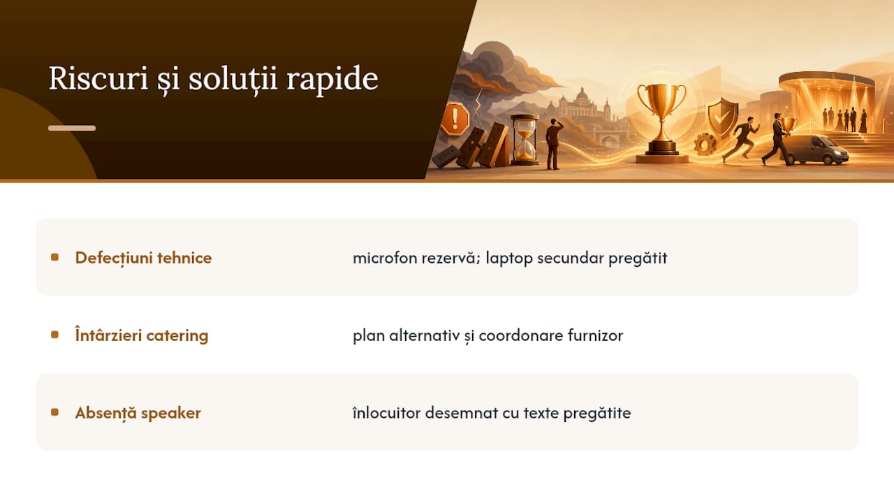 Riscuri și soluții legate de gala corporate