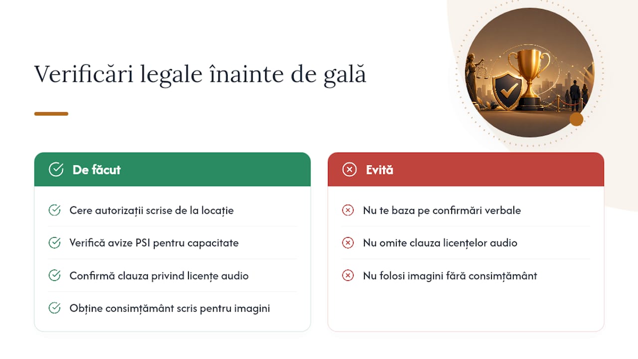 Ce aspecte legale trebuie verificate înainte de gală — overview diagram