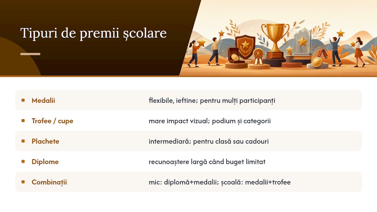 Compararea diferitelor tipuri de premii școlare