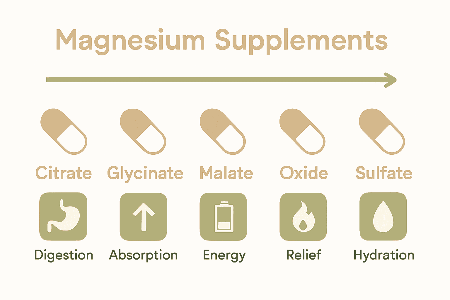 Infographic comparing common magnesium supplement forms and their absorption rates.