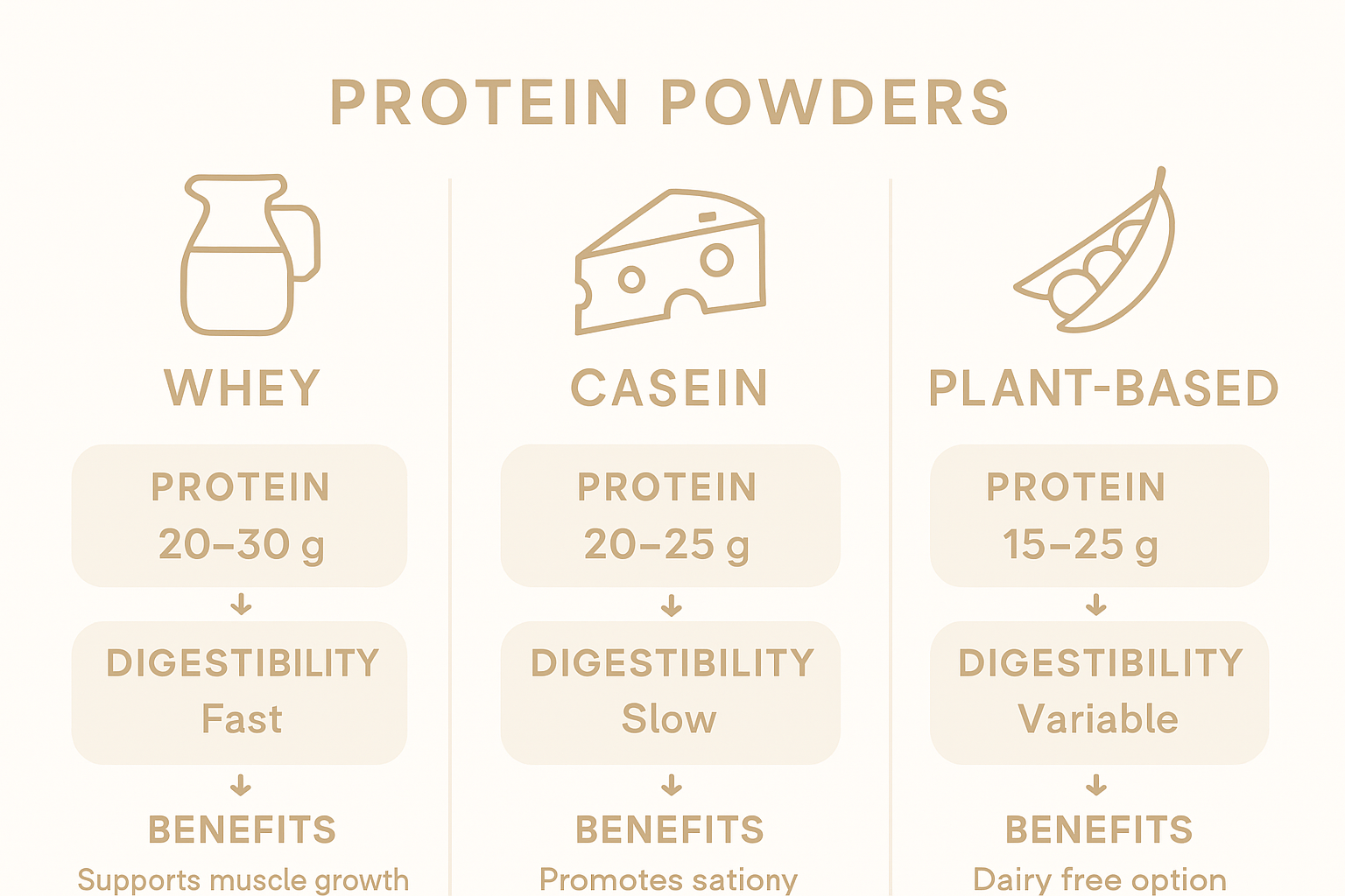 Comparison chart of different protein powders