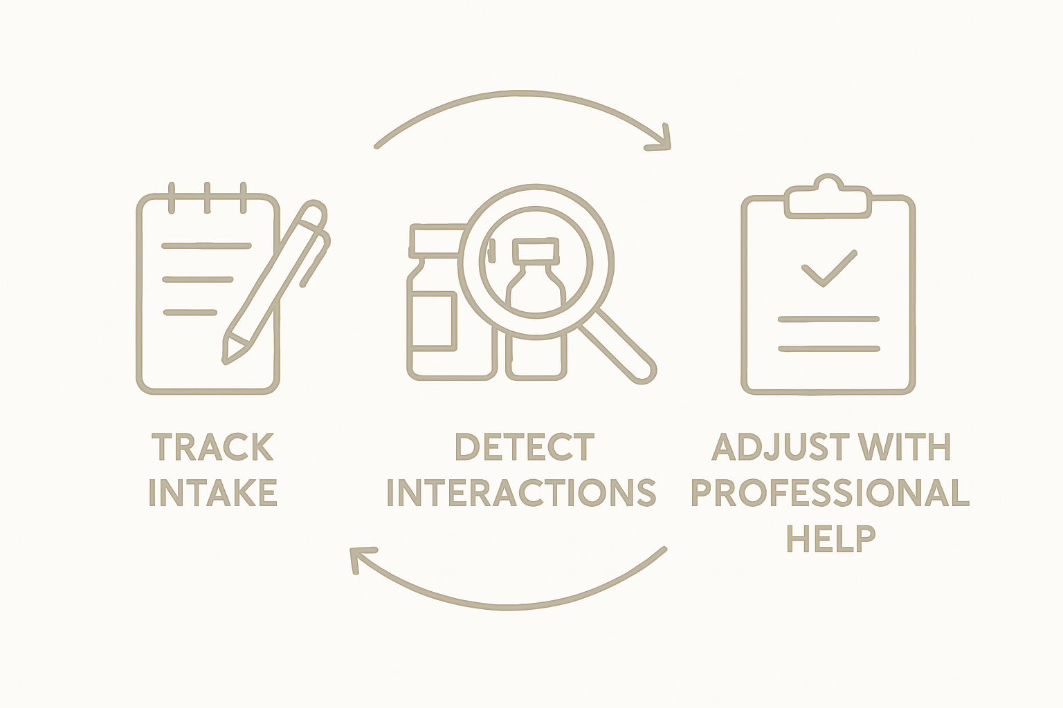 Infographic showing supplement monitoring steps