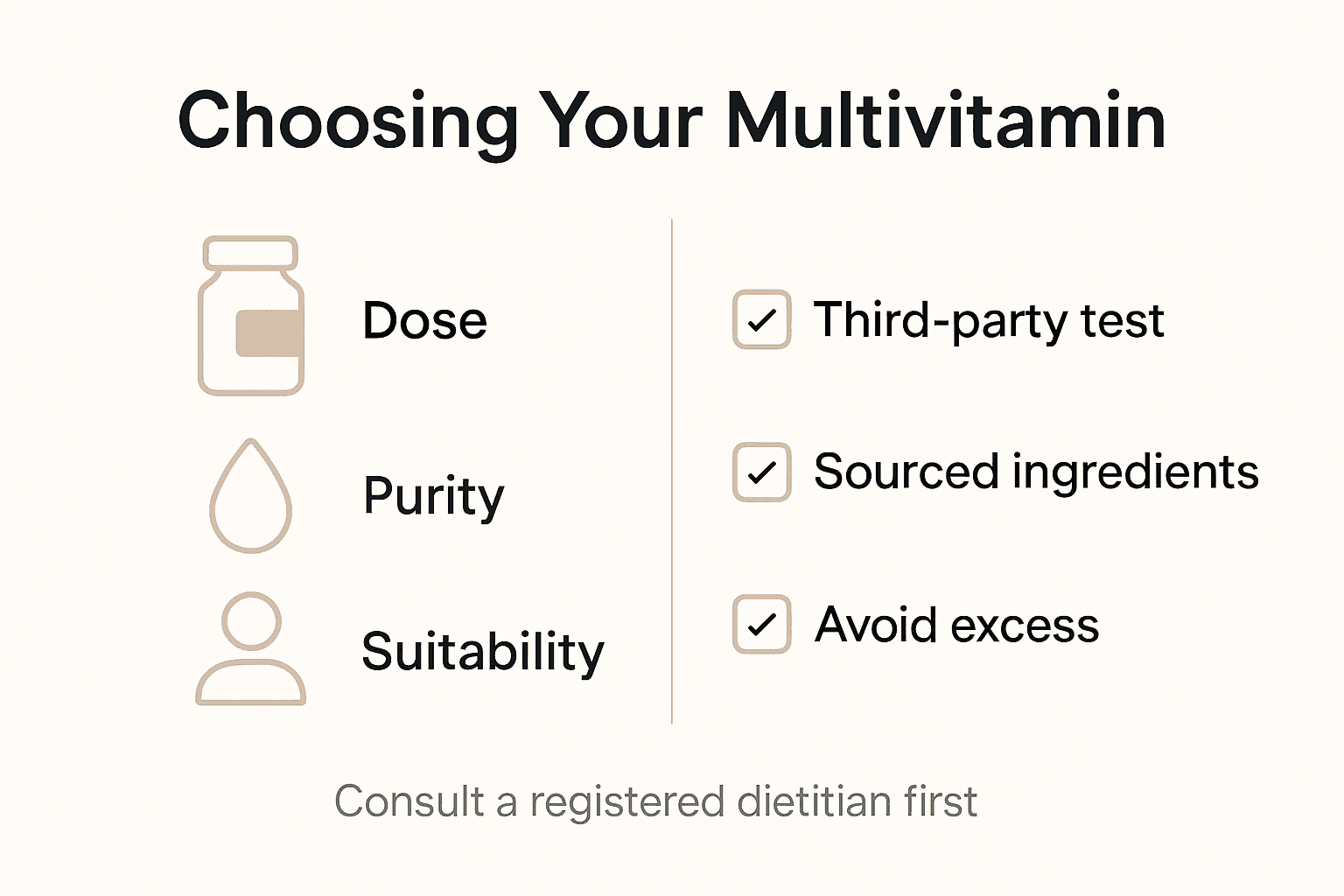 Infographic showing multivitamin selection guidelines