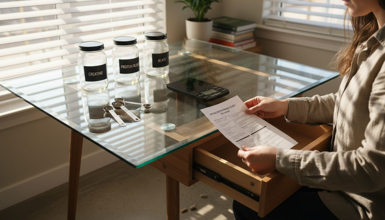 Woman setting up supplement mixing tools