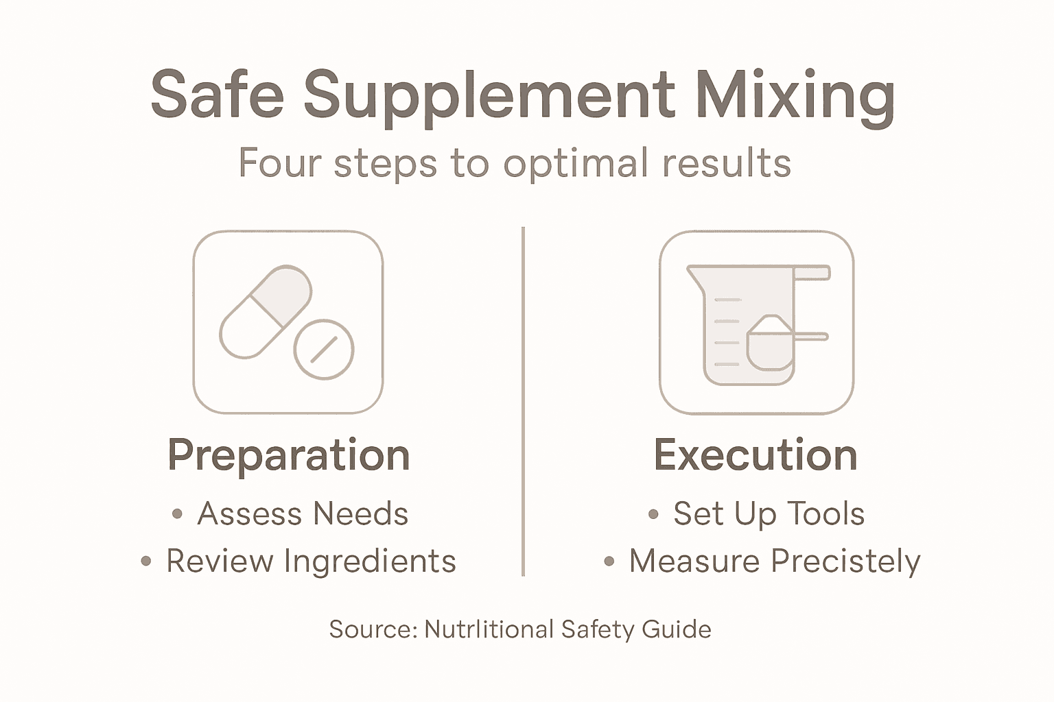 Infographic on safe supplement mixing steps