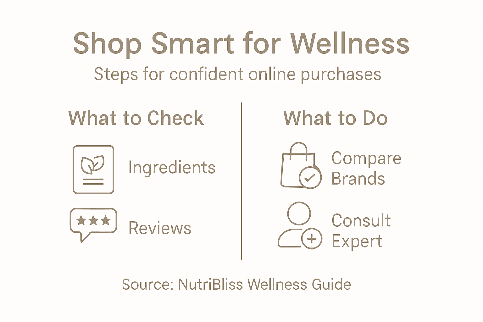 Infographic with steps for confident wellness shopping