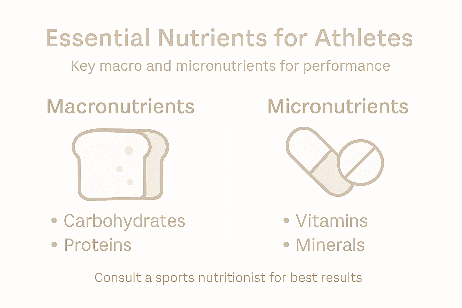 Infographic showing macro and micronutrients for athletes