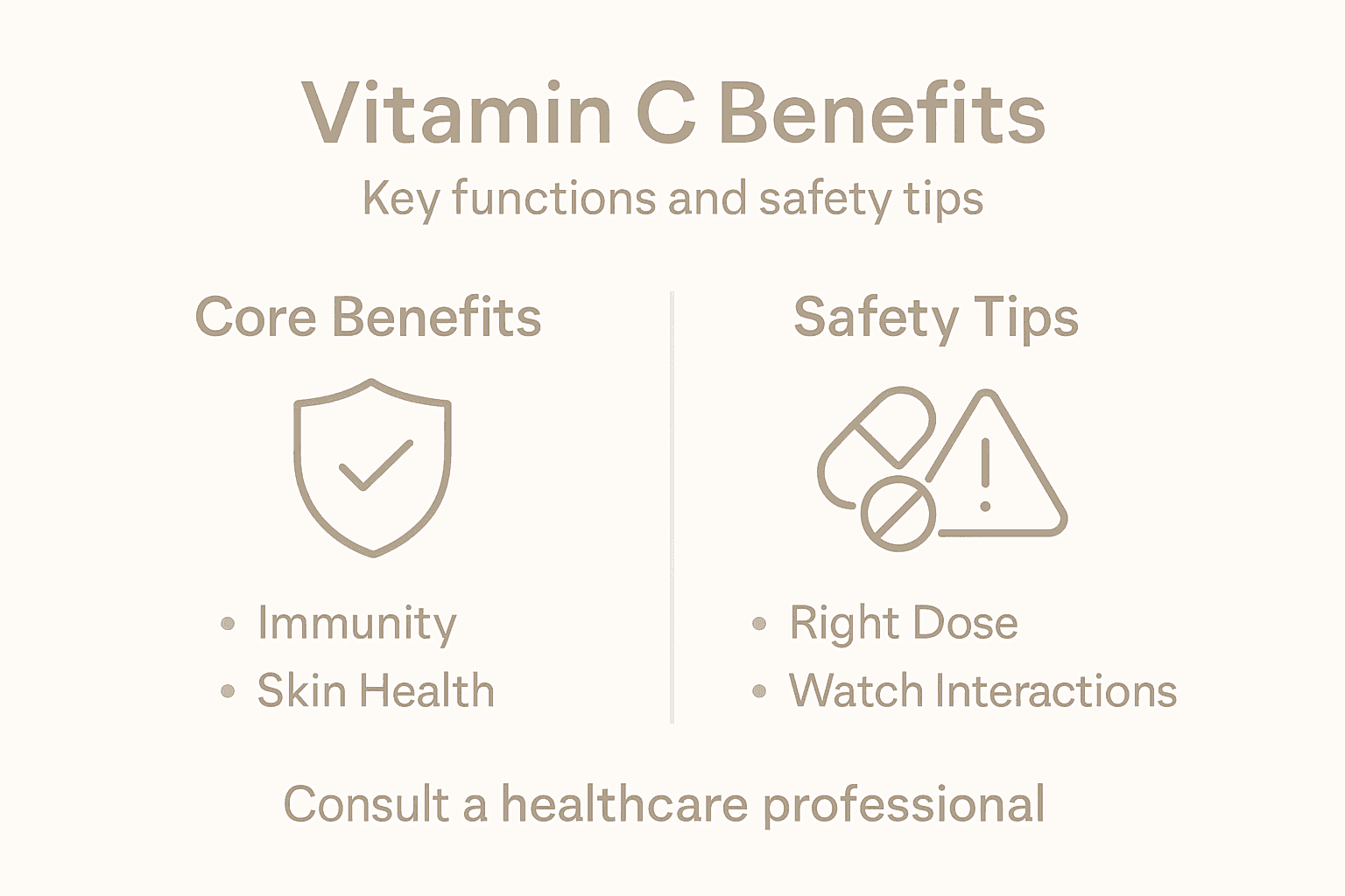 Infographic explaining vitamin C functions and safety