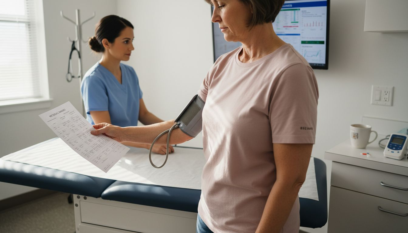 Patient checks metabolic markers with nurse