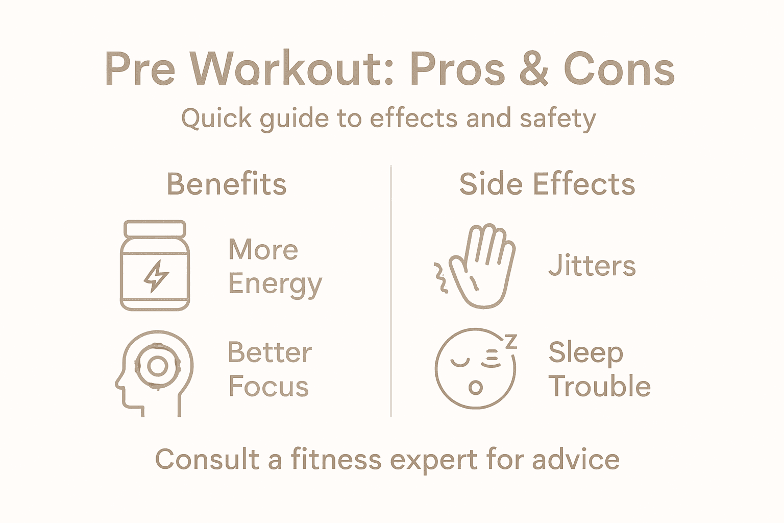 Infographic shows key pre workout pros and cons