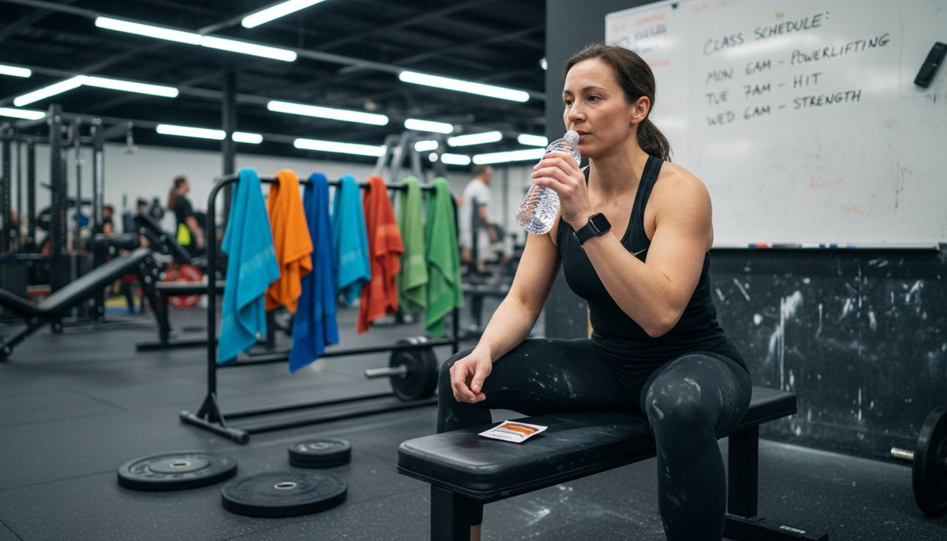 Weightlifter monitoring minerals during gym training