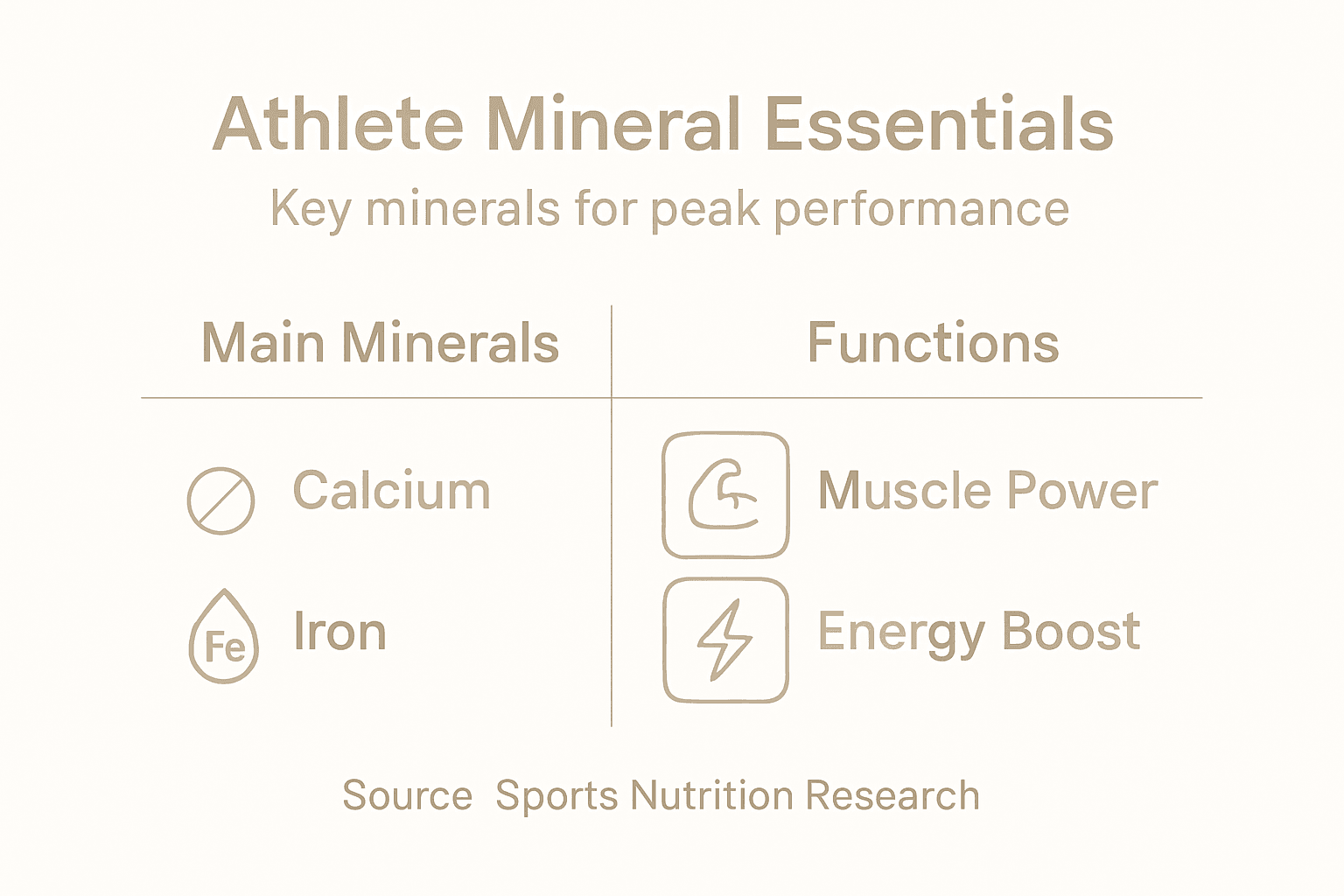 Infographic key minerals and athletic functions