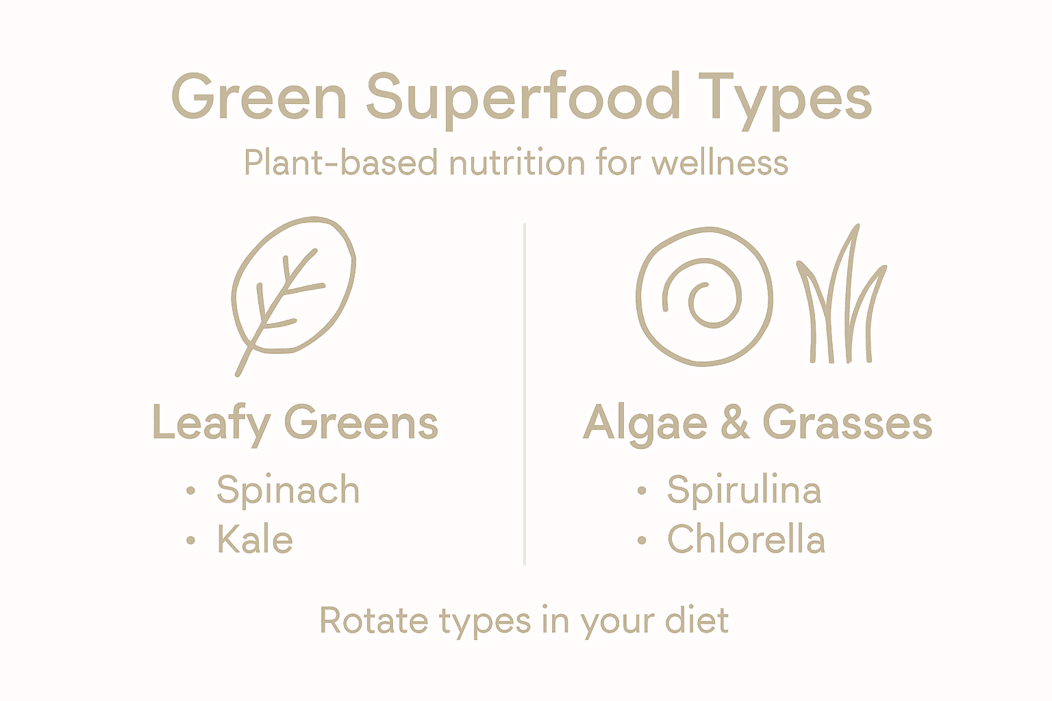 Infographic summarizing green superfood types