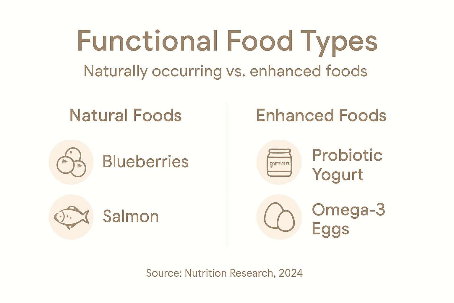 Infographic contrasting natural and enhanced functional foods