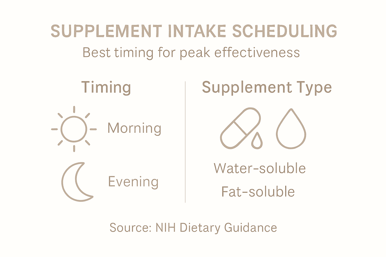 Infographic showing supplement intake schedule
