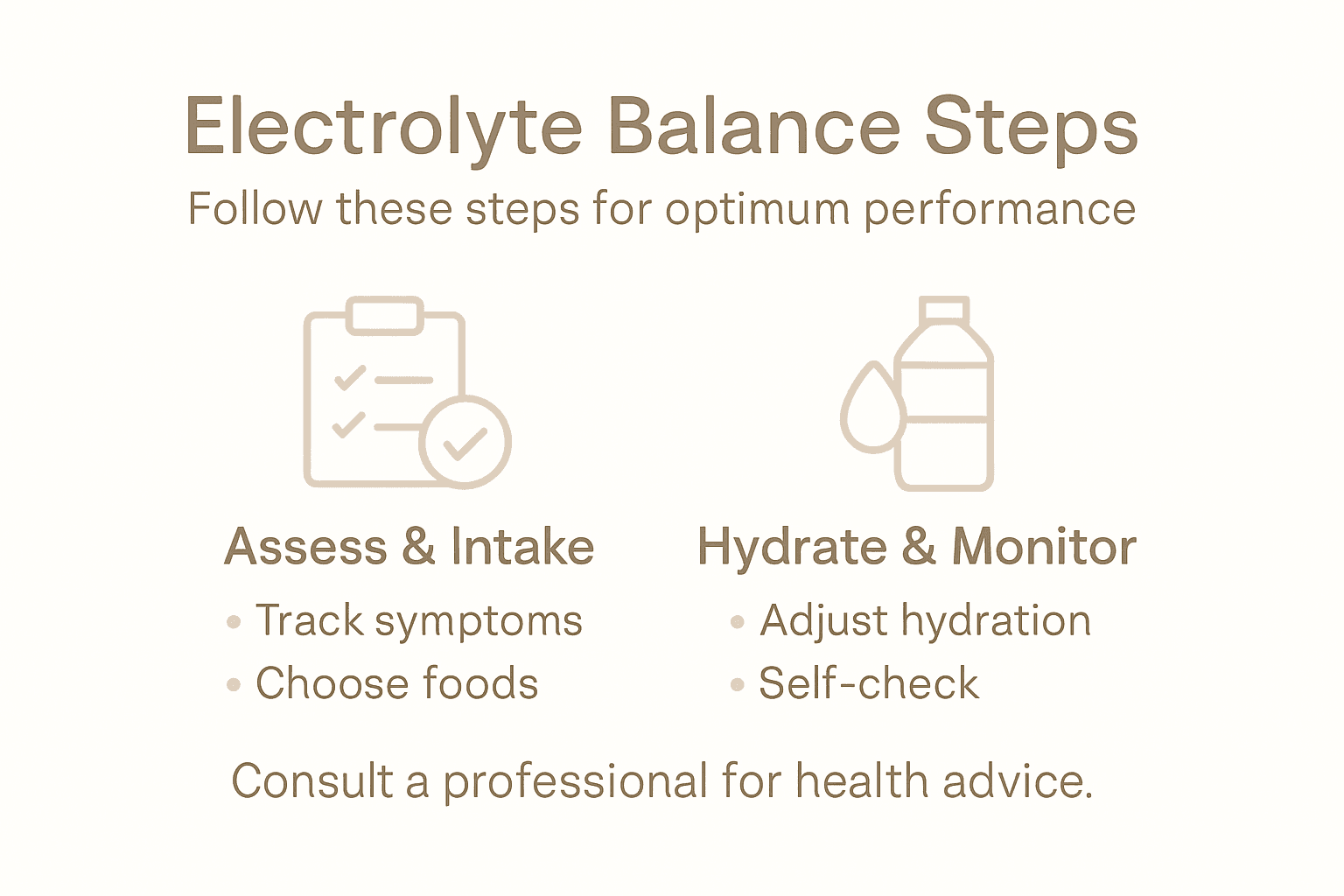 Infographic showing steps to electrolyte balance