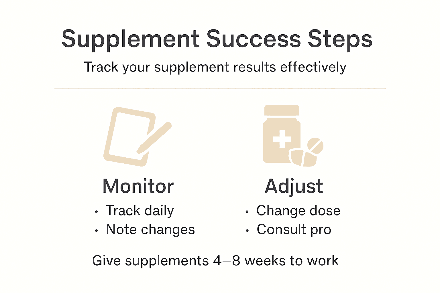 Infographic summarizing supplement monitoring steps