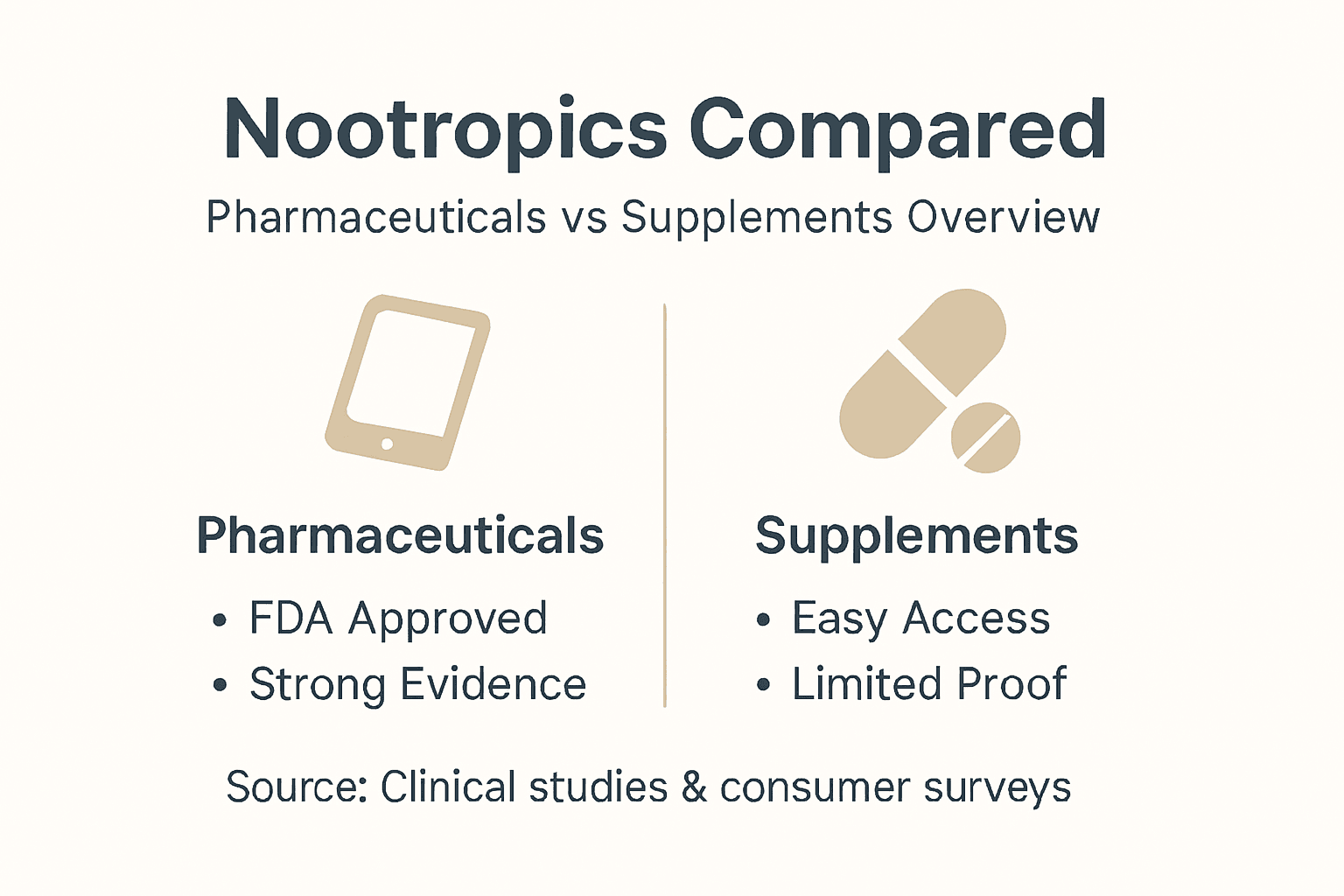 Infographic comparing types of nootropics