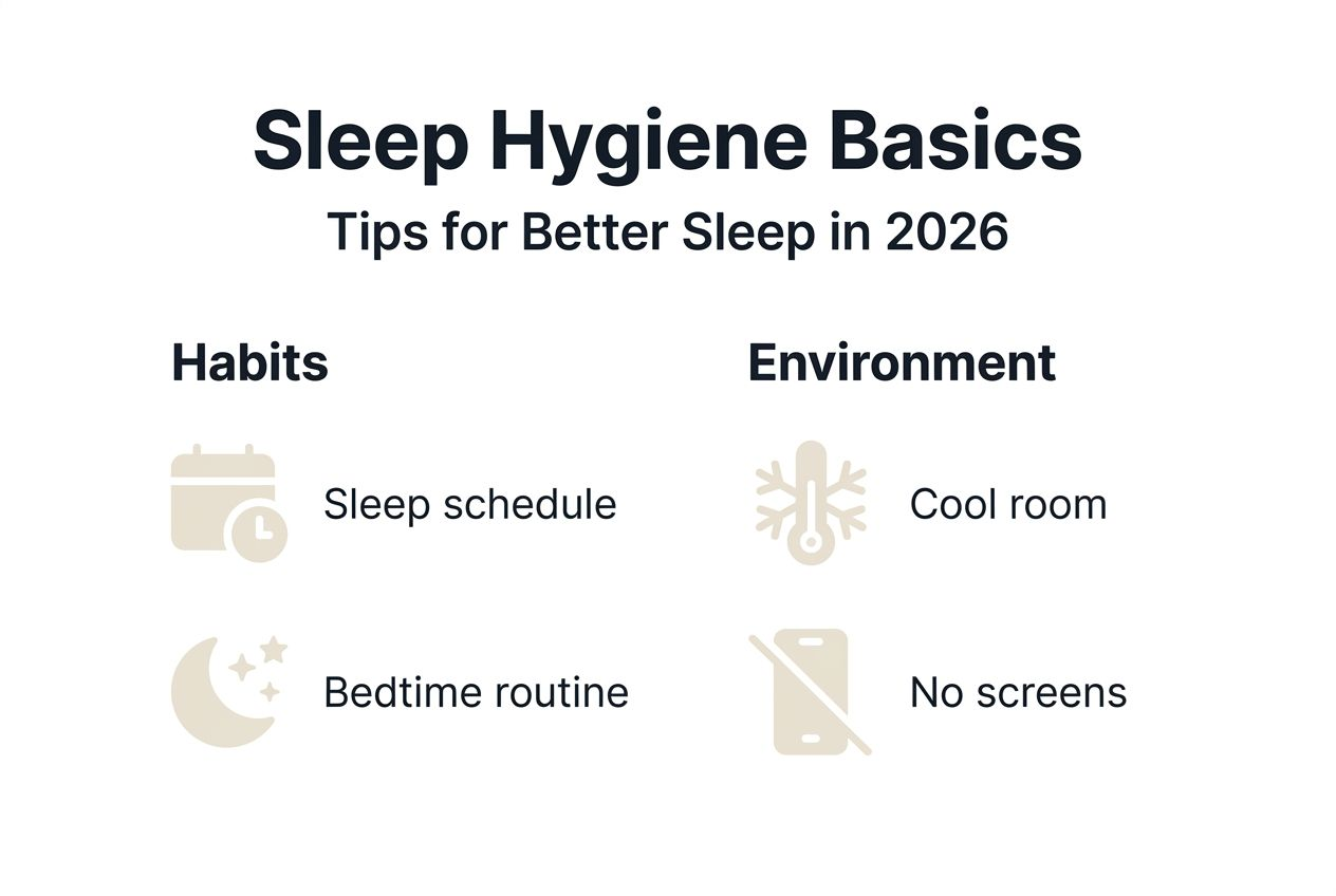 Infographic showing sleep hygiene essentials