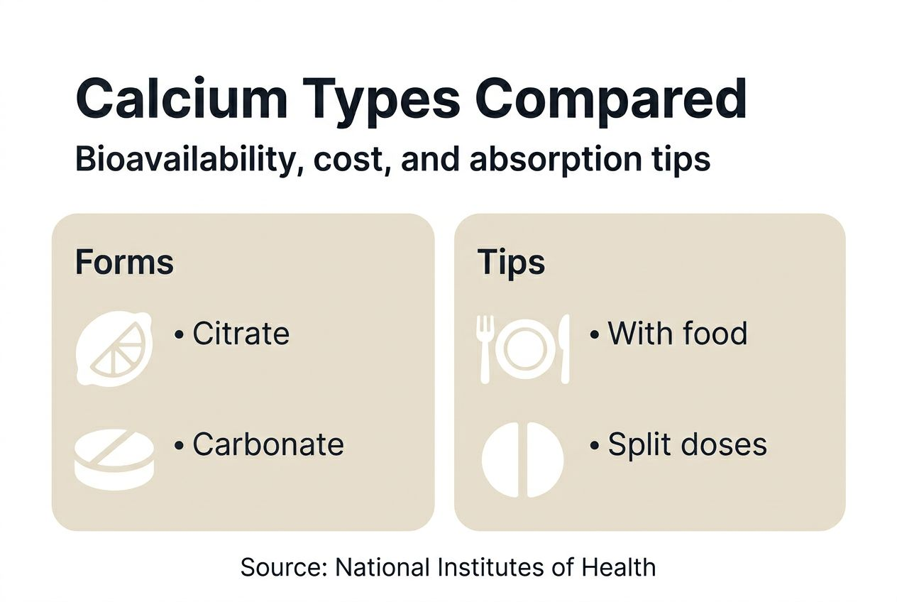Infographic comparing calcium supplement types