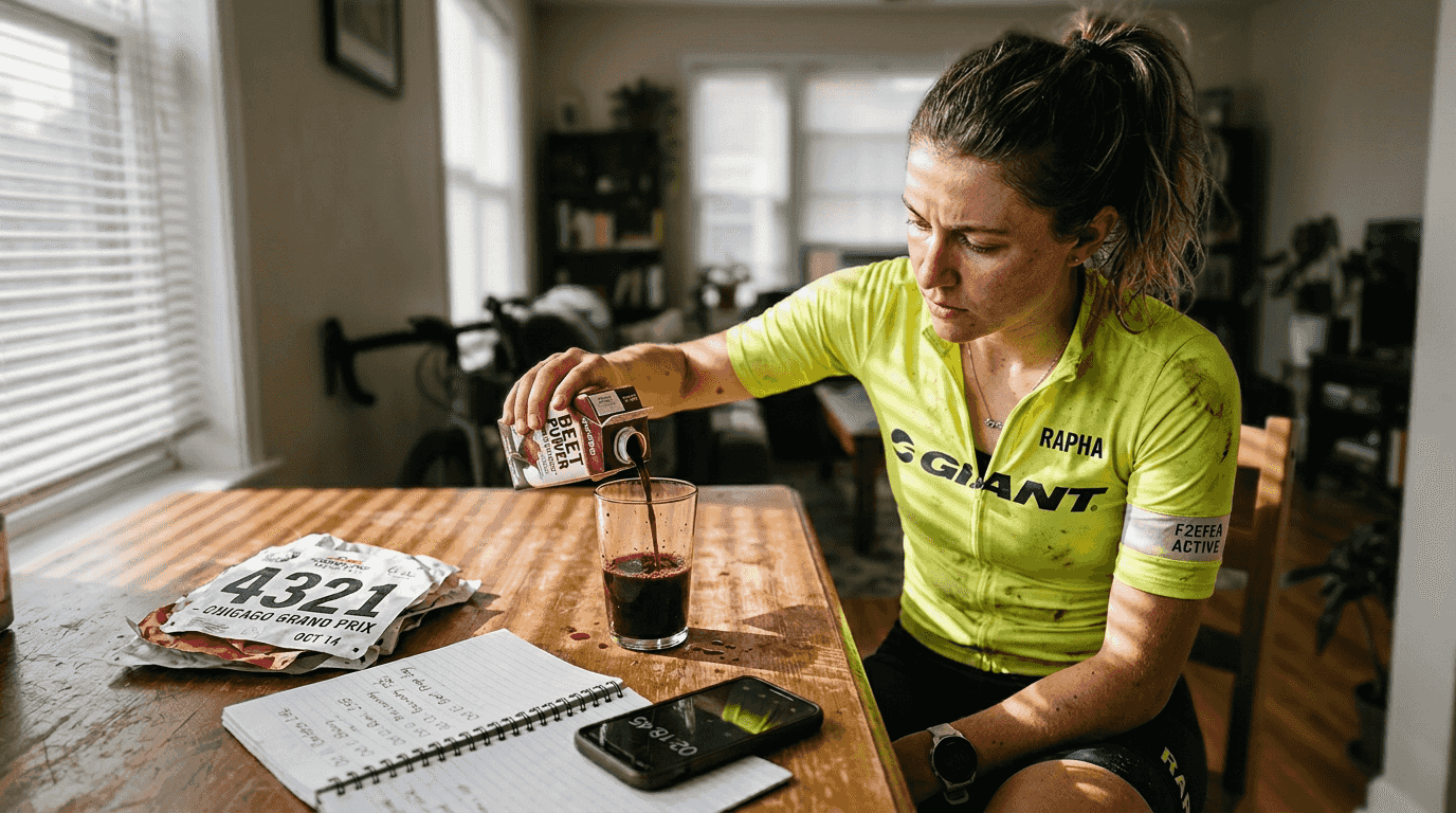 Cyclist measuring beetroot juice supplement