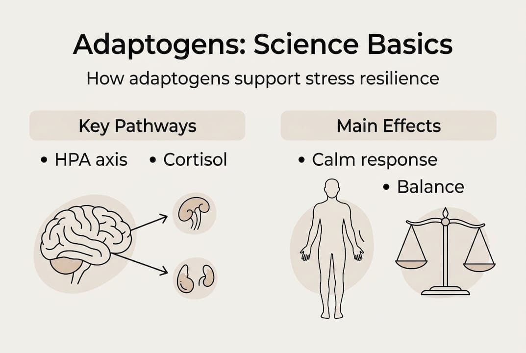 Infographic showing adaptogen science and pathways