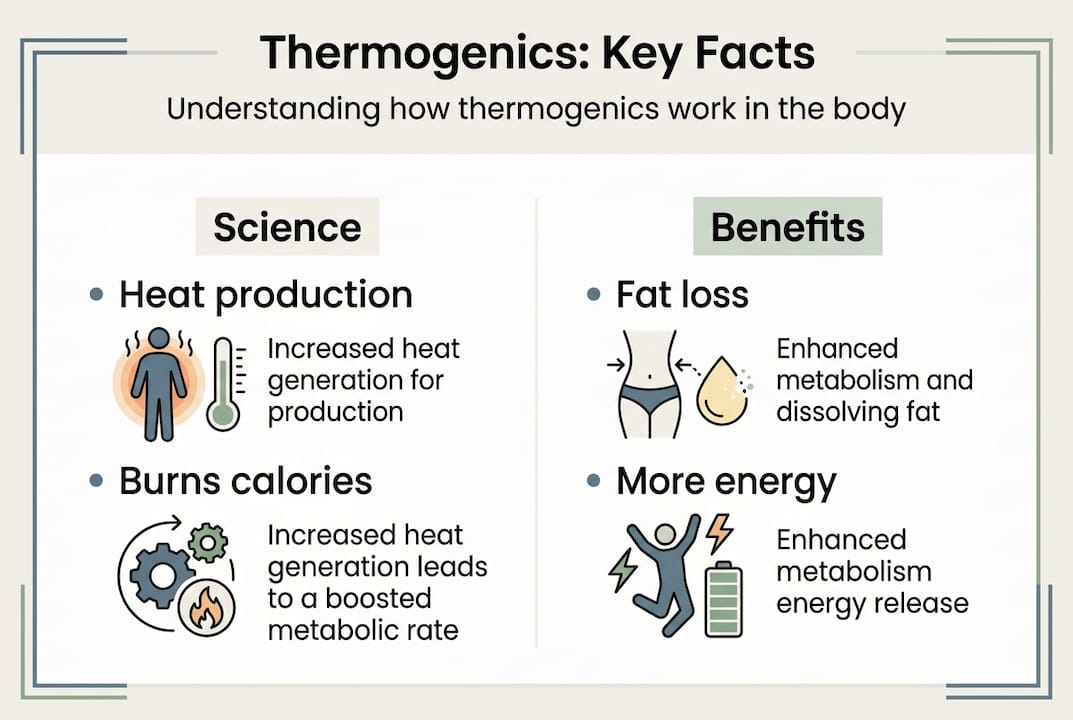 Infographic showing thermogenics science and benefits