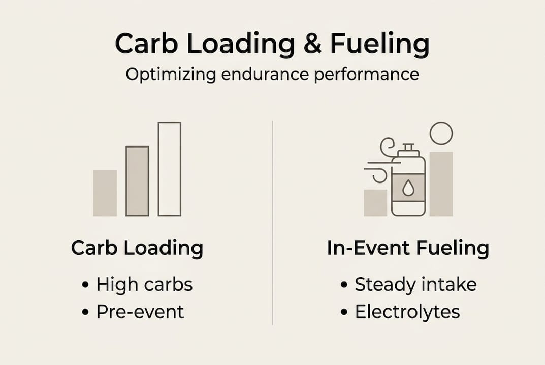Infographic comparing carb loading to in-event fueling