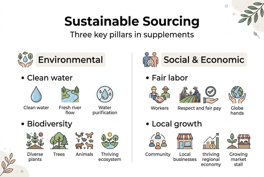 Infographic with three sustainable sourcing pillars