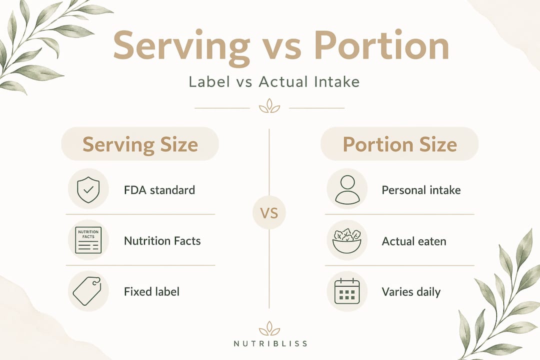 Split infographic serving vs portion size