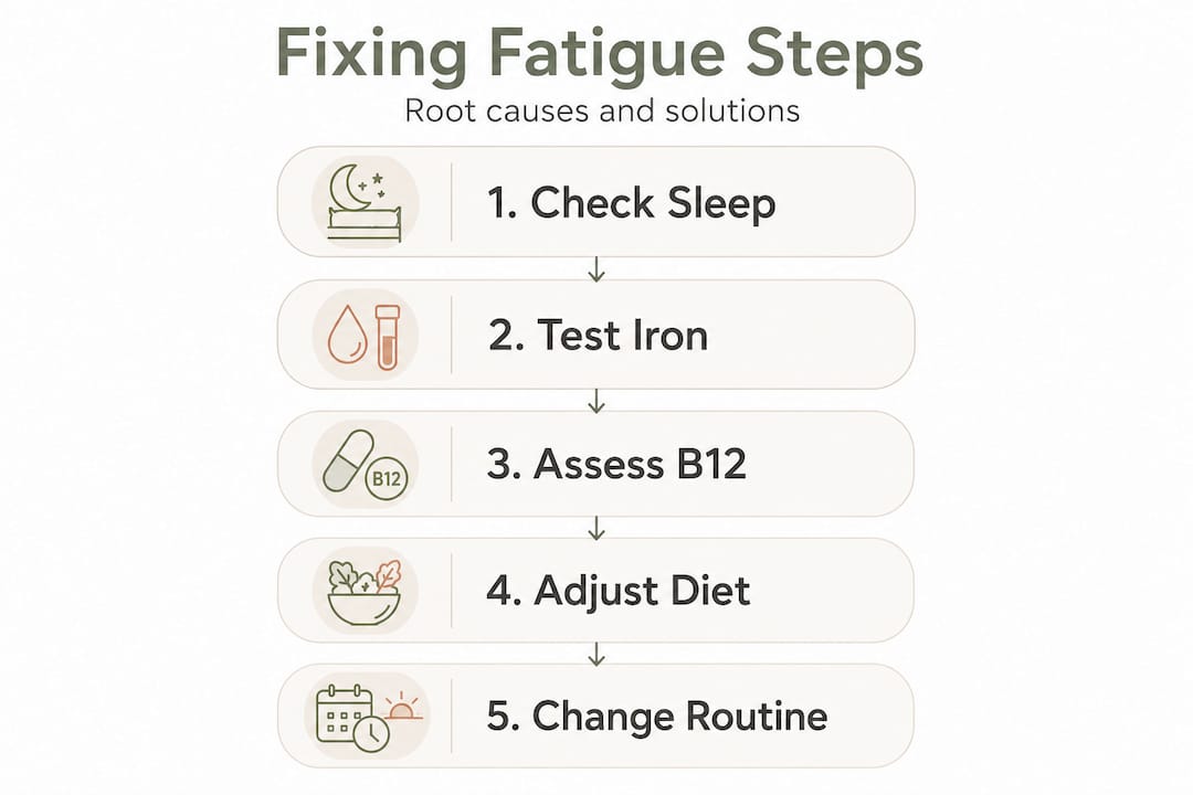 Infographic of five steps to fix fatigue