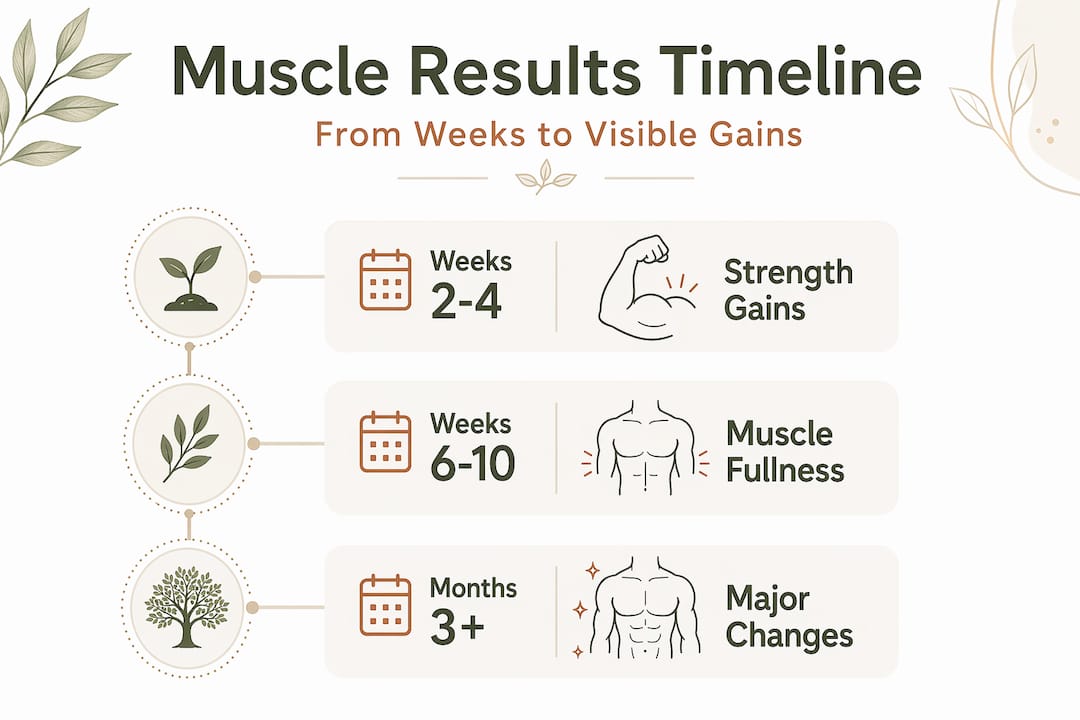 Muscle growth progress visual timeline