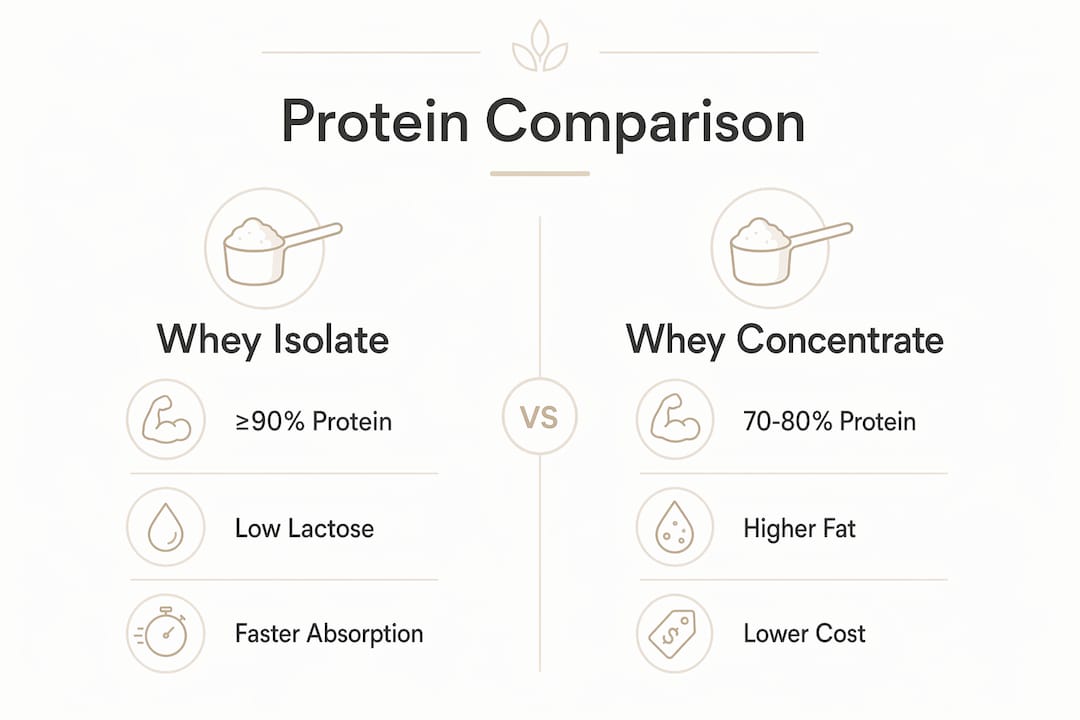 Infographic comparing isolate and concentrate proteins