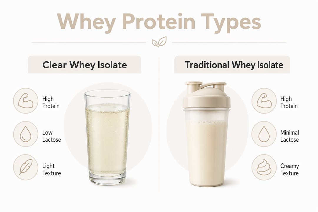 Infographic comparing clear whey isolate to regular whey isolate