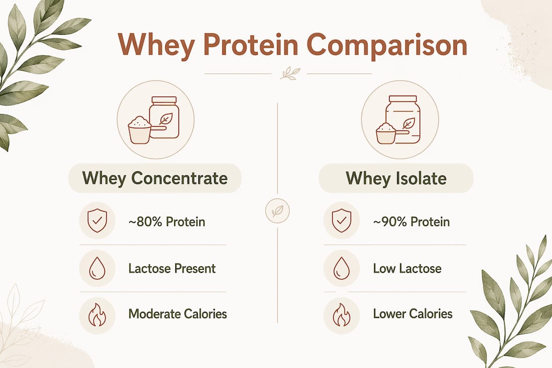Infographic comparing whey concentrate and isolate