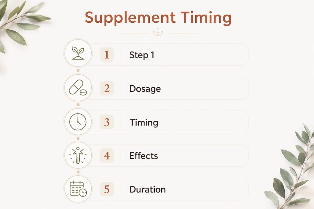Infographic showing L-arginine supplementation steps and timing
