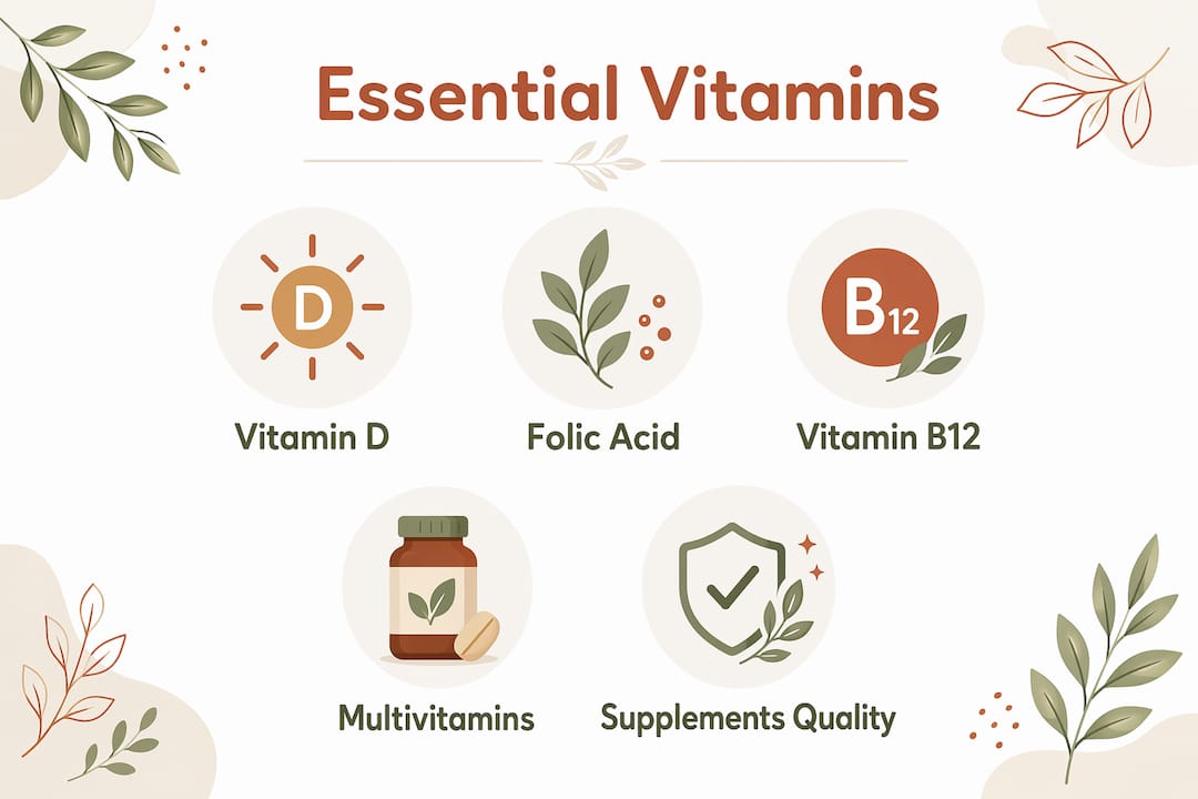 Hierarchy infographic of essential vitamin supplements