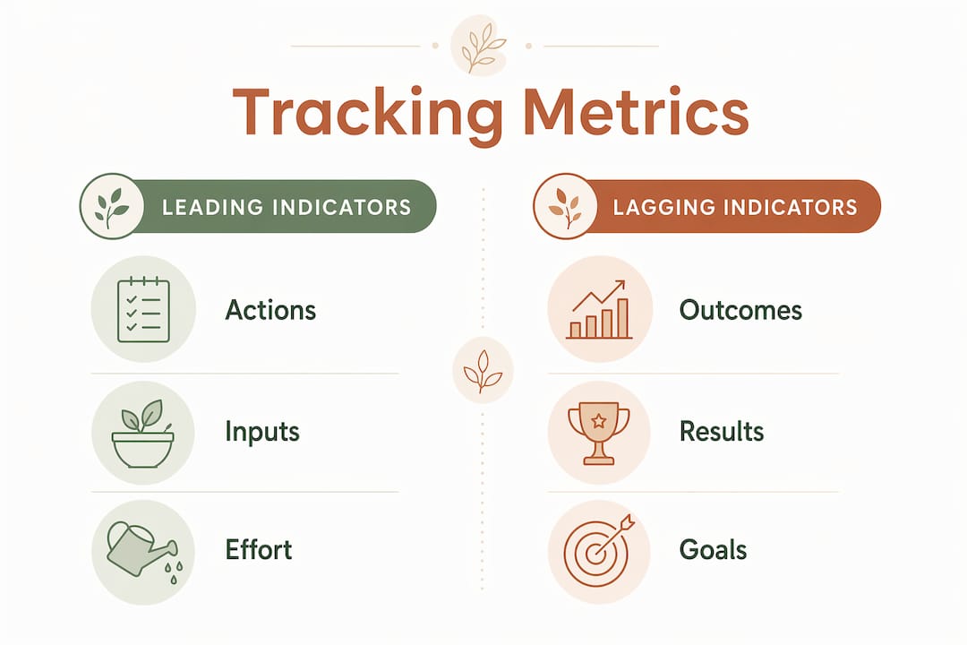 Infographic comparing leading and lagging health tracking metrics