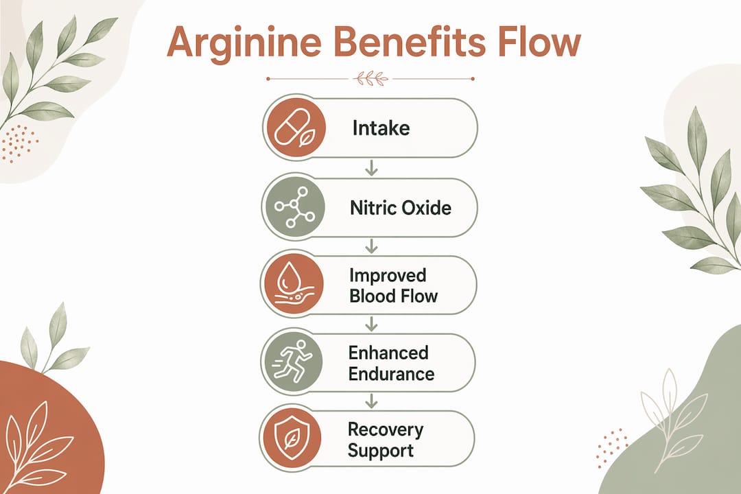 Infographic illustrating arginine benefits flow stages