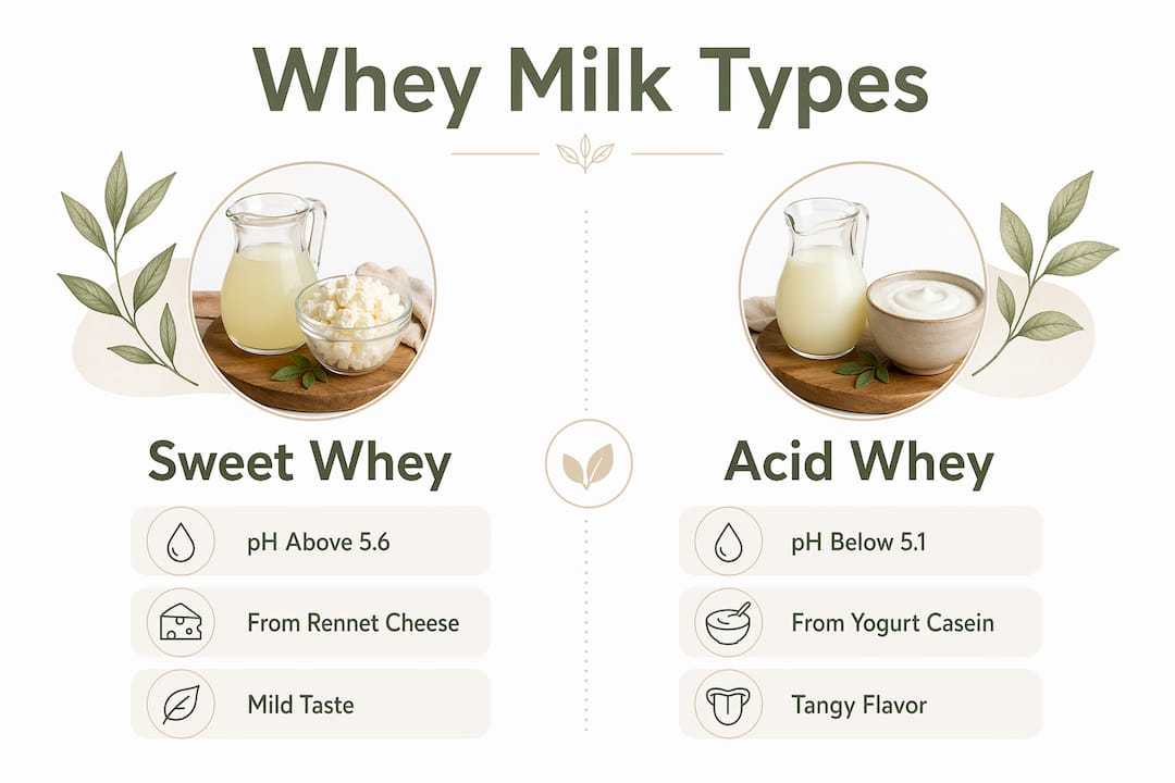 Infographic comparing sweet and acid whey types