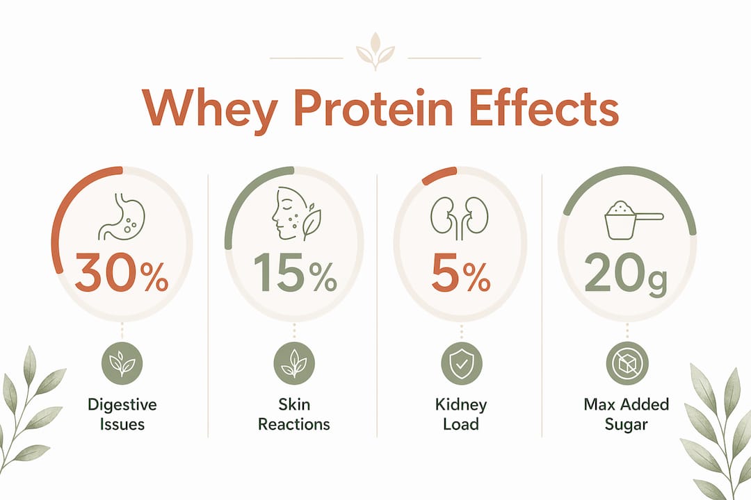 Infographic showing whey protein side effects statistics