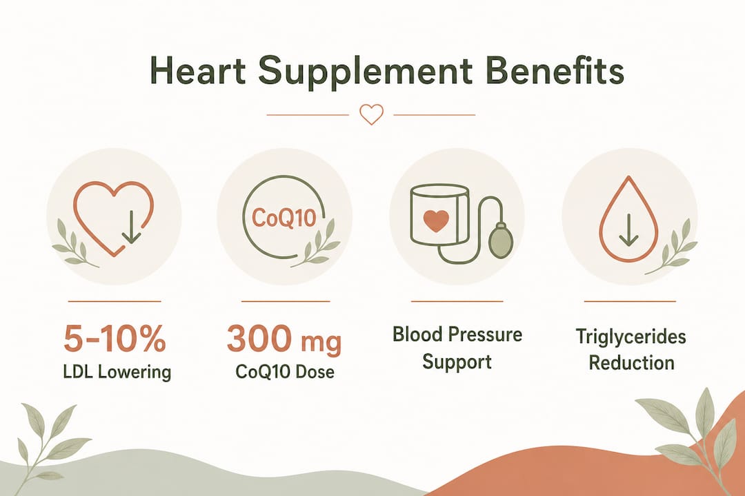 Infographic showing heart supplement benefits in stats