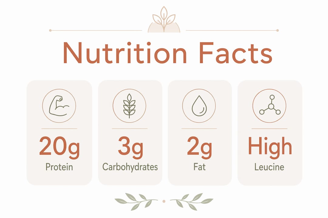 Infographic showing Impact Whey Protein nutrition facts